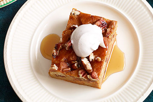 Pumpkin Bread Pudding with Caramel Sauce