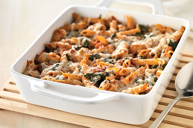 Three-Cheese Chicken Penne Pasta Bake