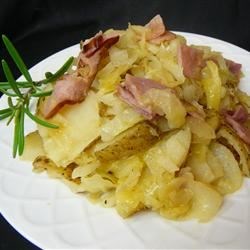 Skillet Ham, Cabbage and Potatoes