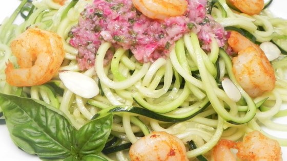 Grilled Shrimp over Zucchini Noodles