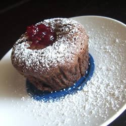 Molten Chocolate Cakes With Sugar-Coated Raspberries