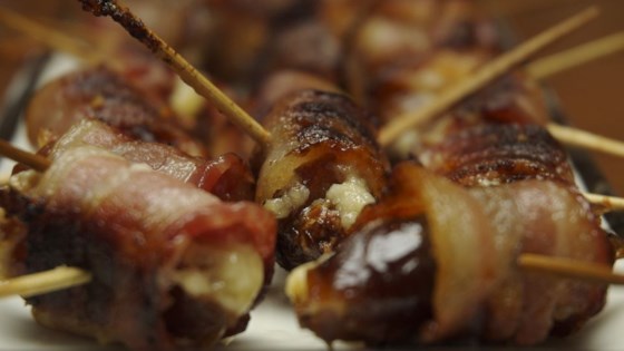 Bacon Wrapped Dates Stuffed with Blue Cheese