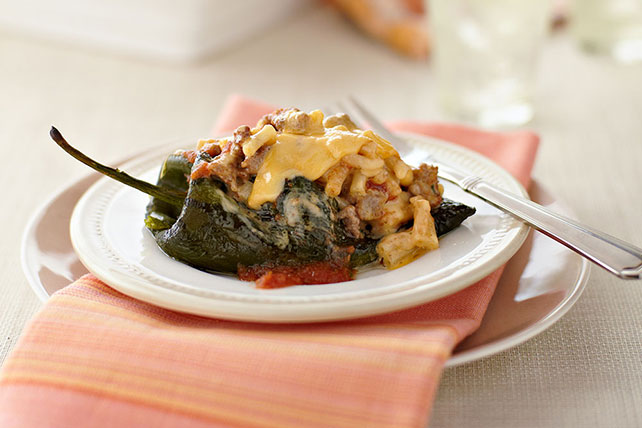 Beef & Macaroni Stuffed Poblanos