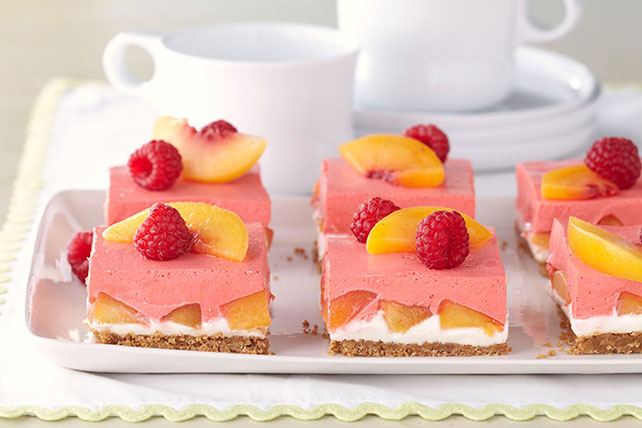 Creamy Layered Peach Squares