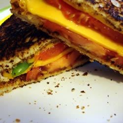 Grilled Cheese with Tomato, Peppers and Basil