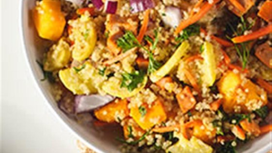 Quinoa Salad with Winter Veggies and Buffalo Chicken Sausage