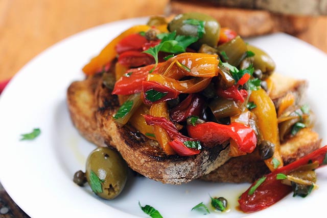 Balsamic, Pepper & Olive Bruschetta