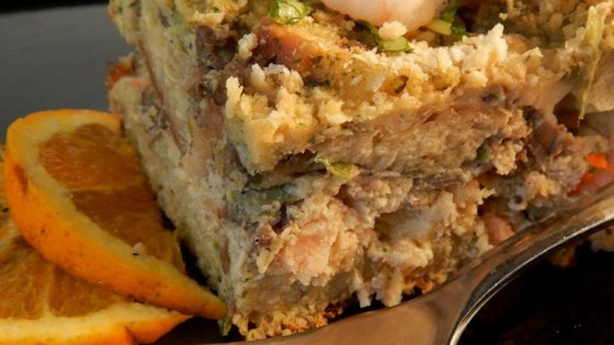 Seafood Strata with Pesto