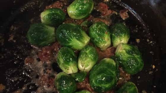Garlic Brussels Sprouts with Crispy Bacon